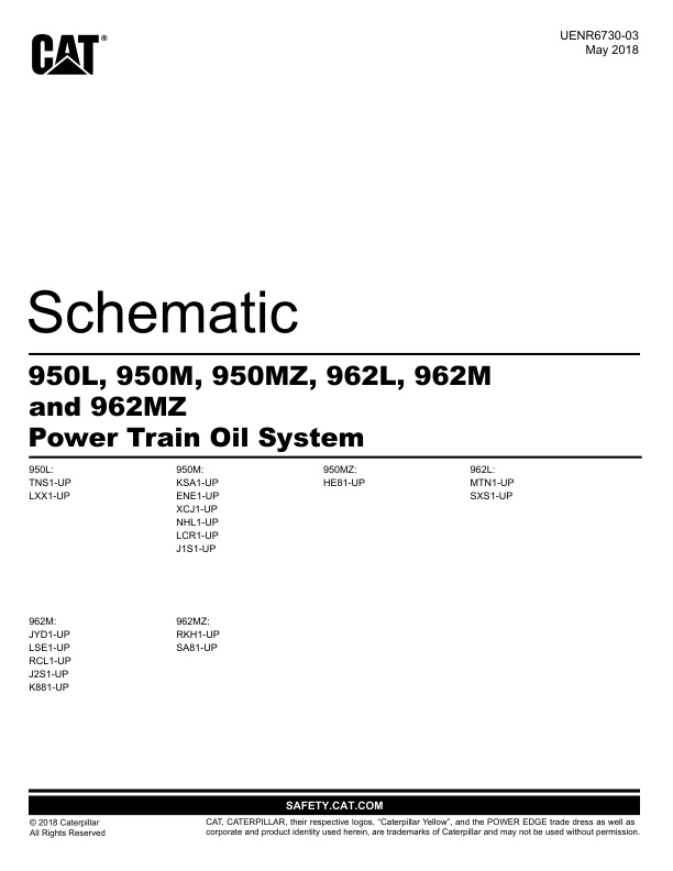 page_3 Schematic Caterpillar 950L, 950M, 950MZ, 962L, 962M and 962MZ Power Train Oil System | UENR6730-03
