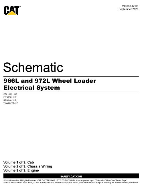 1 Schematic Caterpillar 966L and 972L Wheel Loader Electrical System | M0099512-01