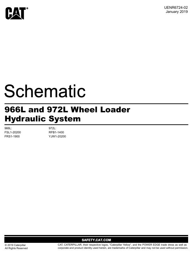 1 Schematic Caterpillar 966L and 972L Wheel Loader Hydraulic System | UENR6724-02