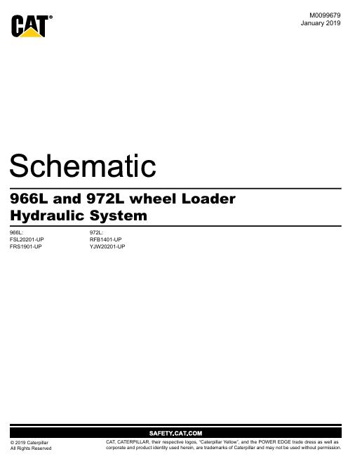 1 Schematic Caterpillar 966L and 972L wheel Loader Hydraulic System | M0099679-00
