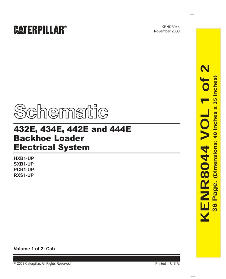 1 Schematic Caterpillar 432E, 434E, 442E and 444E Electrical System Backhoe Loader | KENR8044-00