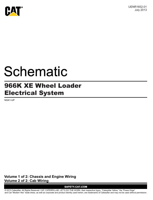 1 Schematic Caterpillar 966K XE Wheel Loader Electrical System | UENR1652-01
