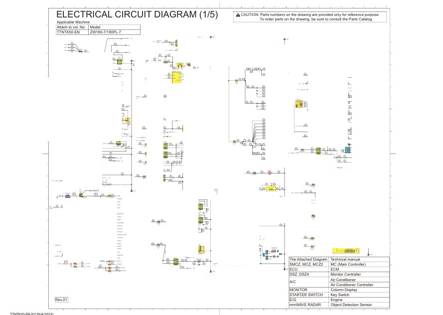 1 Electrical & Hydraulic Circuit Diagram Hitachi ZW180-7, ZW180PL-7 | TTNTK50-EN-01