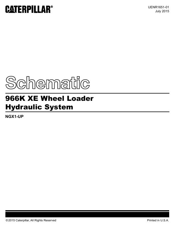1 Schematic Caterpillar 966K XE Wheel Loader Hydraulic System | UENR1651-01