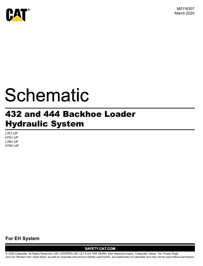 1 Schematic Caterpillar 432 and 444 Backhoe Loader Hydraulic System | M0116307-00