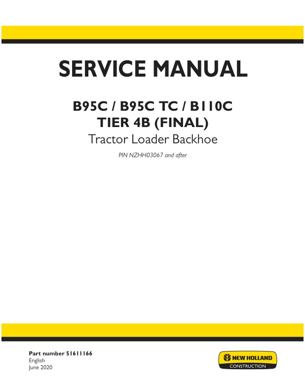 page_1 Service manual New Holland B95C, B95C TC, B110C TIER 4B (FINAL) | 51611166