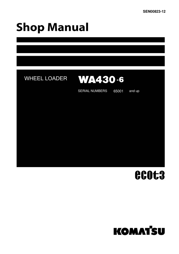 page_1 Service manual Komatsu WA430-6 65001 & Up | SEN00823-12