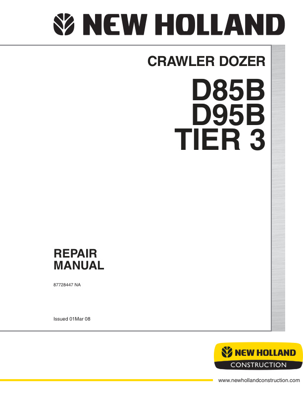 page_1 Service manual New Holland D85B, D95B Tier 3 Crawler Dozer | 87728447