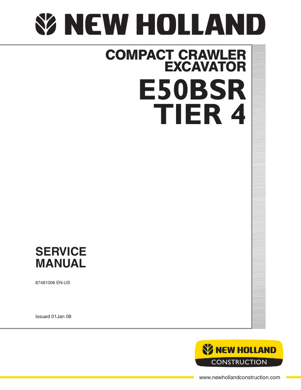 page_1 Service manual New Holland E50BSR Compact Crawler Excavator | 87481006
