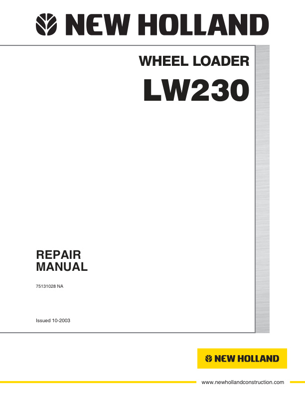 page_1 Service manual New Holland LW230 Wheel Loader | 75131028