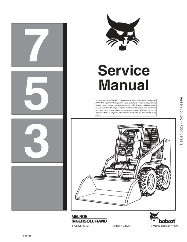 page_1 Service manual Bobcat 753 Loader | 6720326 (6-12)