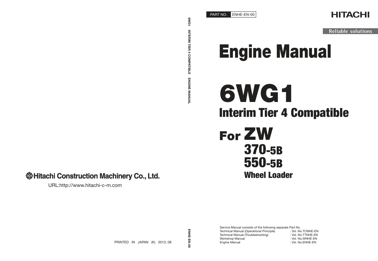 page_1 Service manual Hitachi 6WG1 Interim Tier 4 Compatible For ZW370-5B, ZW550-5B | ENHE-EN-00 (2017.03.10)