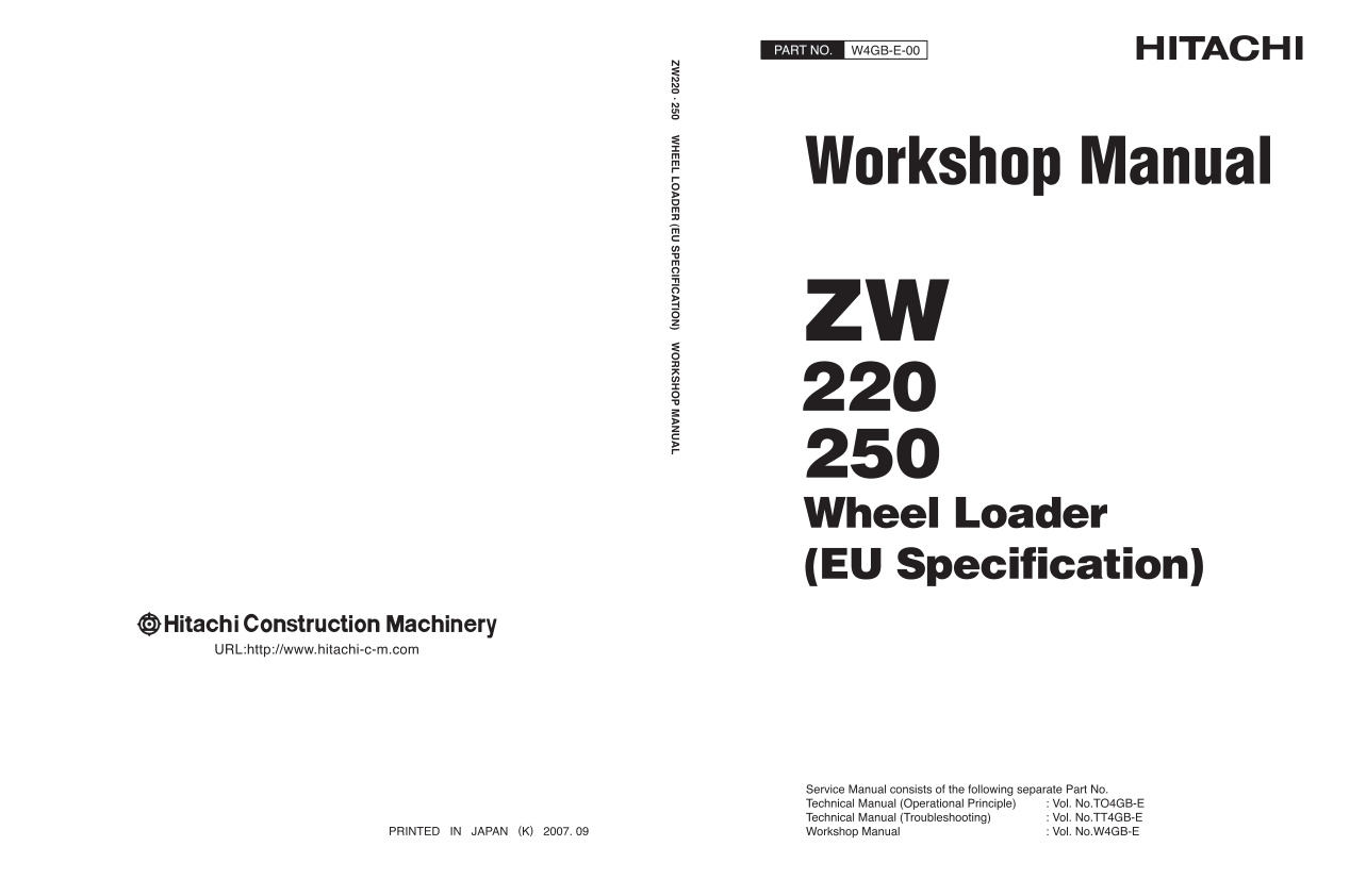 page_1 Service manual Hitachi ZW220, ZW250 Wheel Loader | W4GB-E-00 (2017.07.06)