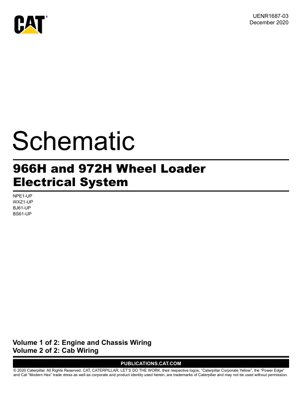 page_3 Schematic Caterpillar 966H and 972H Wheel Loader Electrical System | UENR1687-03