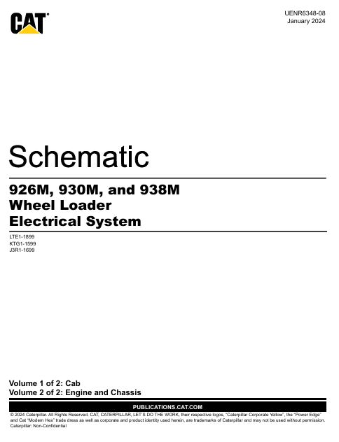 1 Schematic Caterpillar 926M, 930M & 938M Wheel Loader Electrical System | UENR6348-08