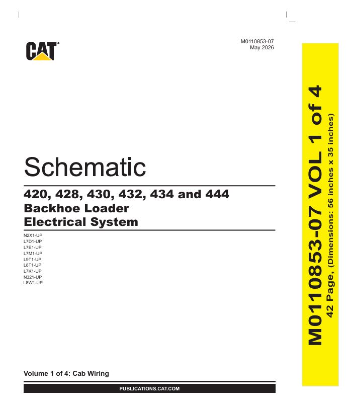 1 Schematic Caterpillar 420, 428, 430, 432, 434, 444 Backhoe Loader Electrical System | M0110853-07