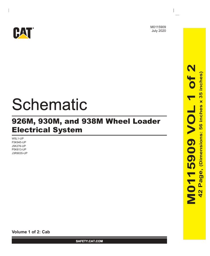 1 Schematic Caterpillar 926M, 930M & 938M Wheel Loader Electrical System | M0115909-00