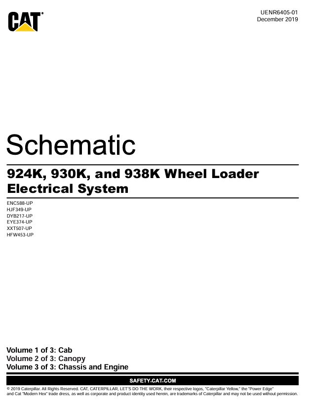 1 Schematic Caterpillar 924K, 930K & 938K Wheel Loader Electrical System | UENR6405-01