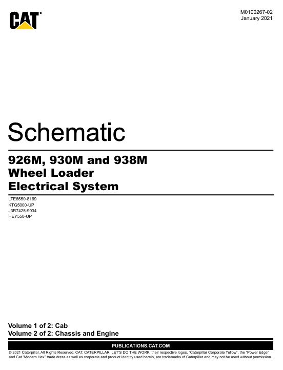 1 Schematic Caterpillar 926M, 930M & 938M Wheel Loader Electrical System | M0100267-02