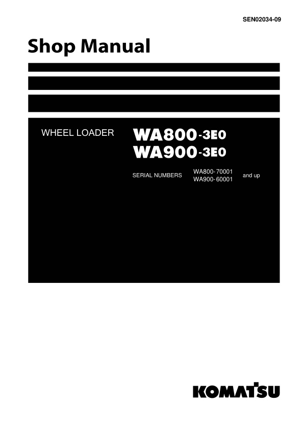 page_1 Service manual Komatsu WA800-3E0 70001 & Up, WA900-3E0 60001 & Up | SEN02034-09