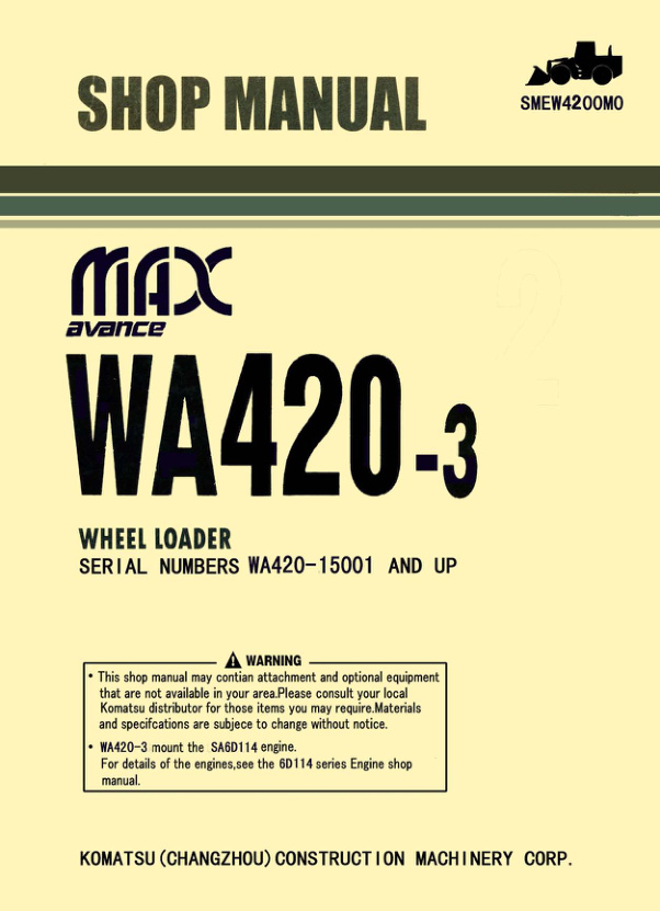 page_1 Service manual Komatsu WA420-3 15001 & Up | SMEW4200M0