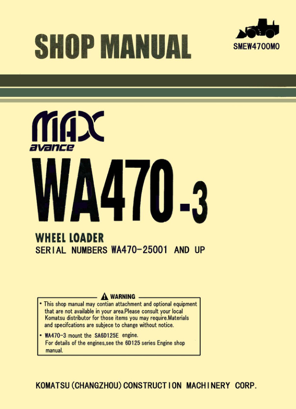 page_1 Service manual Komatsu WA470-3 25001 & Up | SMEW4700M0