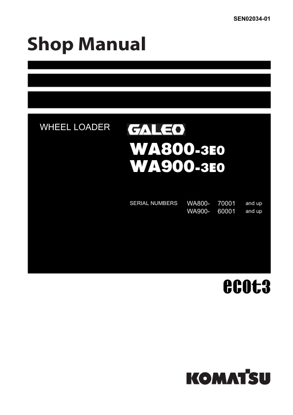 page_1 Service manual Komatsu WA800-3E0 70001 & Up, WA900-3E0 60001 & Up | SEN02034-01
