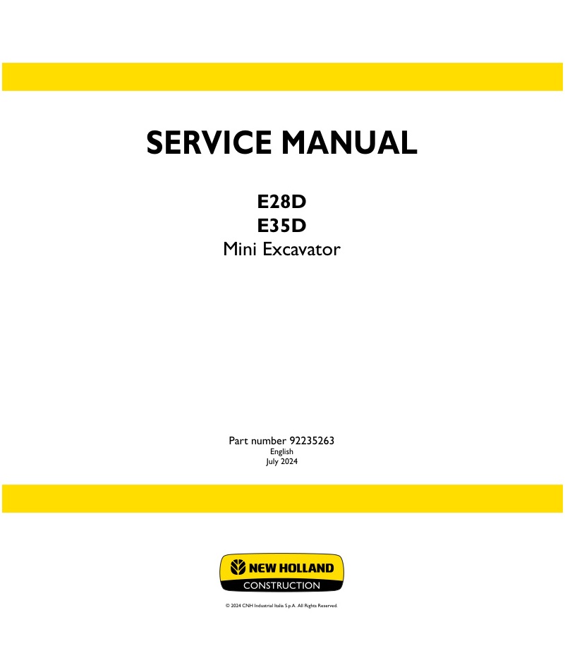 page_1 Service manual New Holland E28D, E35D Mini Excavator | 92235263
