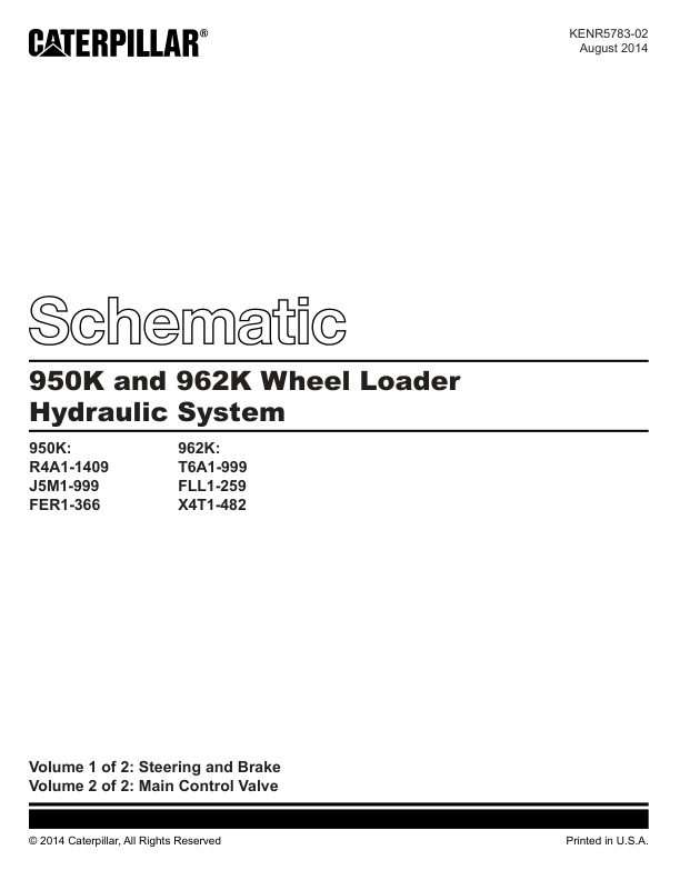 page_2 Schematic Caterpillar 950K and 962K Wheel Loader Hydraulic System | KENR5783-02