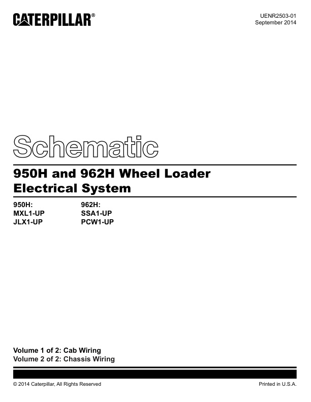 page_2 Schematic Caterpillar 950H and 962H Wheel Loader Electrical System | UENR2503-01