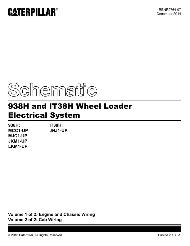 page_2 Schematic Caterpillar 938H and IT38H Wheel Loader Electrical System | RENR9764-07