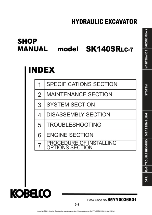 page_1 Service manual Kobelco SK140SRLC-7 Excavator | S5YY0036E01