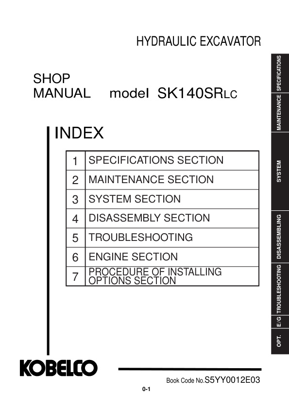 page_1 Service manual Kobelco SK140SRLC Excavator | S5YY0012E03