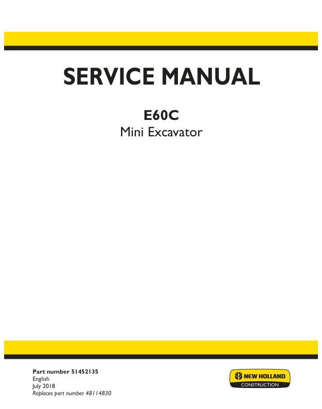 page_1 Service manual New Holland E60C Mini Excavator | 51452135